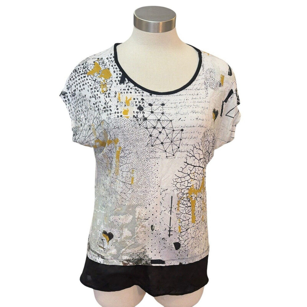 Simply Art by Dolcezza Womens Top Art To Wear Abstract White Crystals Sz. M